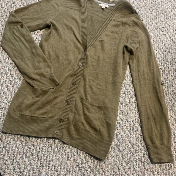 Olive green button front cardigan